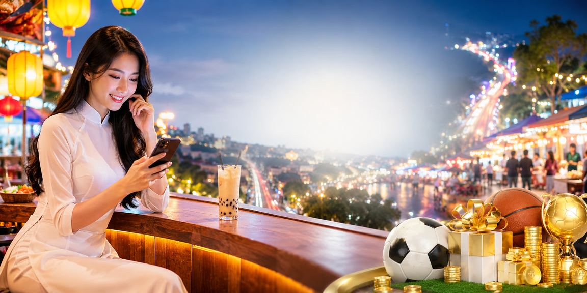 Phụ nữ áo dài tại Đà Lạt chơi casino trên điện thoại di động