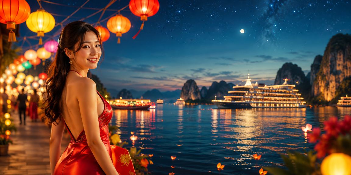 Khung cảnh đêm vịnh Hạ Long gợi không khí giải trí an toàn và thú vị trên nền tảng l14